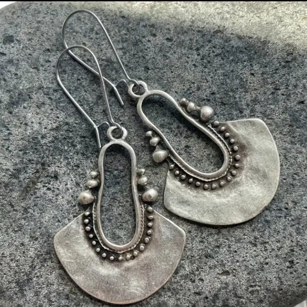 Silvertone Dangle Earrings - Picture 2 of 4